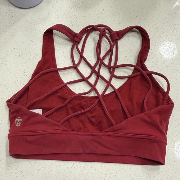 Women's Gymreapers Strappy Red Sports Bra size medium - Picture 2 of 4